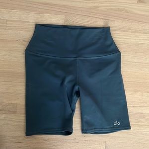 Alo Yoga Teal Airbrush Biker Shorts
